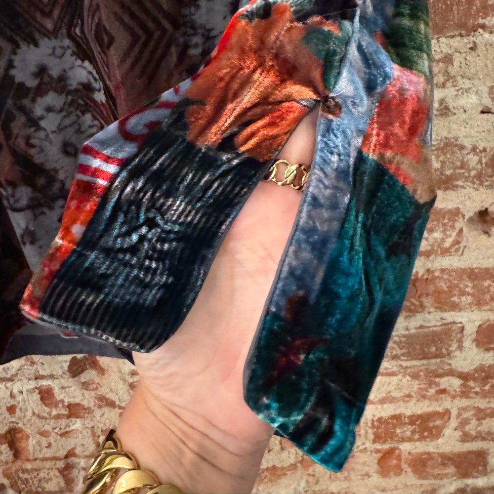 SOLD LIVE BUNDLE - Johnny Was Velvet Multicolor Floral Patchwork Velvet Tunic - Picture 5 of 5